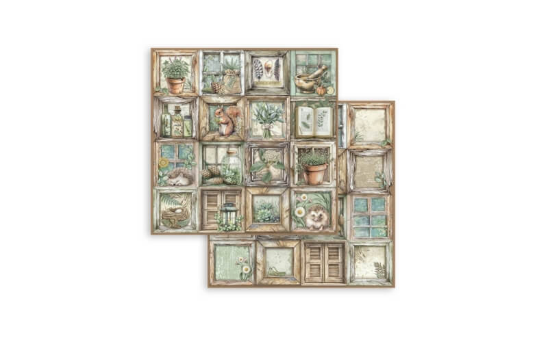 Plakboekpapier 30x30 Herbarium Silvae Stamperia