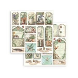 Plakboekpapier 30x30 Herbarium Silvae Tags Stamperia