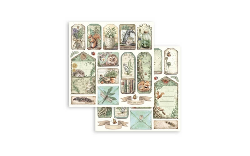 Plakboekpapier 30x30 Herbarium Silvae Tags Stamperia
