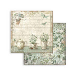 Plakboekpapier 30x30 Herbarium Silvae Theekopje Stamperia