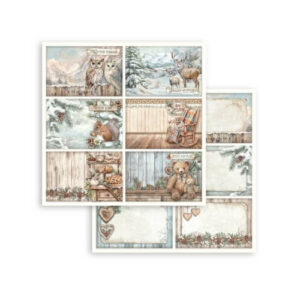 Plakboekpapier 30x30 Het Uilenhuis 6 Aanzichtkaarten Stamperia
