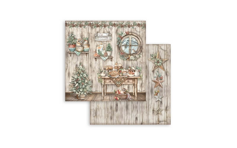 Plakboekpapier 30x30 Het Uilenhuis Tafel Stamperia