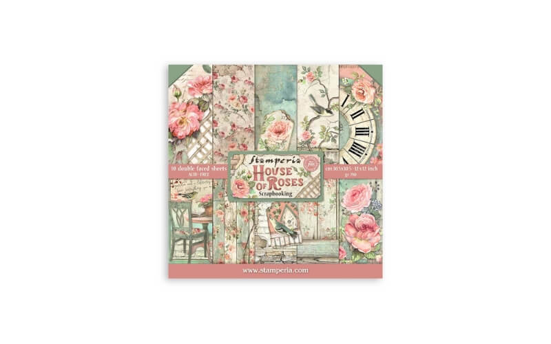 Plakboekpapier 30x30 House of Roses Stamperia