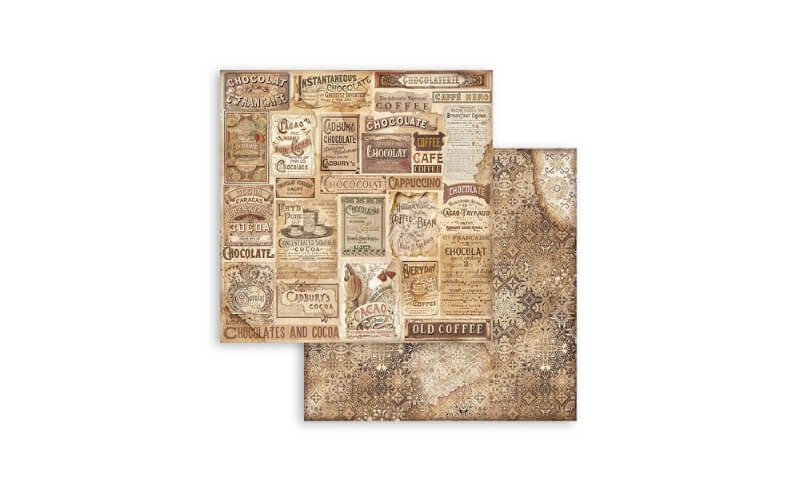 Plakboekpapier 30x30 Koffie & Chocola Achtergronden Stamperia