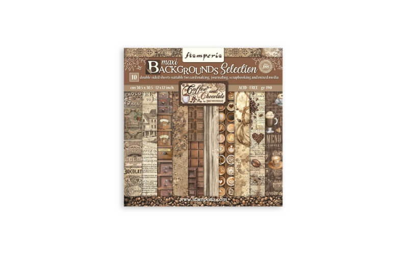 Plakboekpapier 30x30 Koffie & Chocola Achtergronden Stamperia
