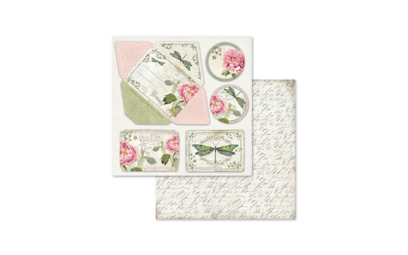 Plakboekpapier 30x30 Letters & Flowers Stamperia