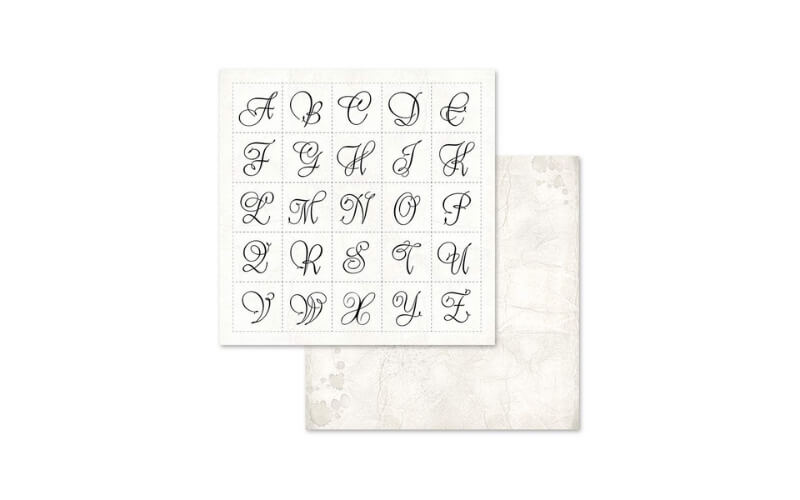 Plakboekpapier 30x30 Letters & Flowers Stamperia