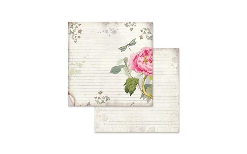 Plakboekpapier 30x30 Letters & Flowers Stamperia