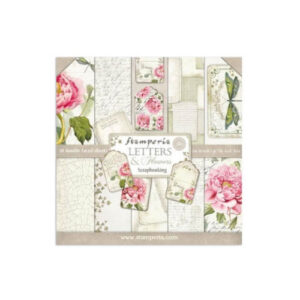 Plakboekpapier 30x30 Letters & Flowers Stamperia