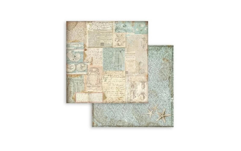 Plakboekpapier 30x30 Liedjes v.d Zee Achtergronden Stamperia