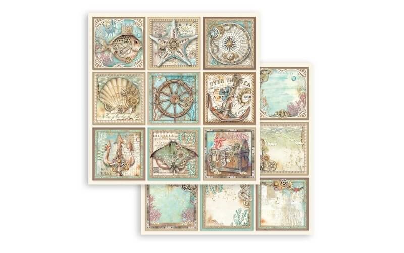 Plakboekpapier 30x30 Liedjes-van-de-Zee Tags Stamperia