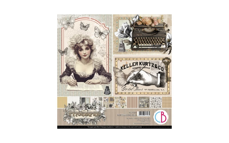 Plakboekpapier 30x30 Patronen Typographic Ciao Bella