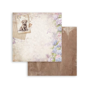 Plakboekpapier 30x30 Quiet Days Dog Postcard Stamperia