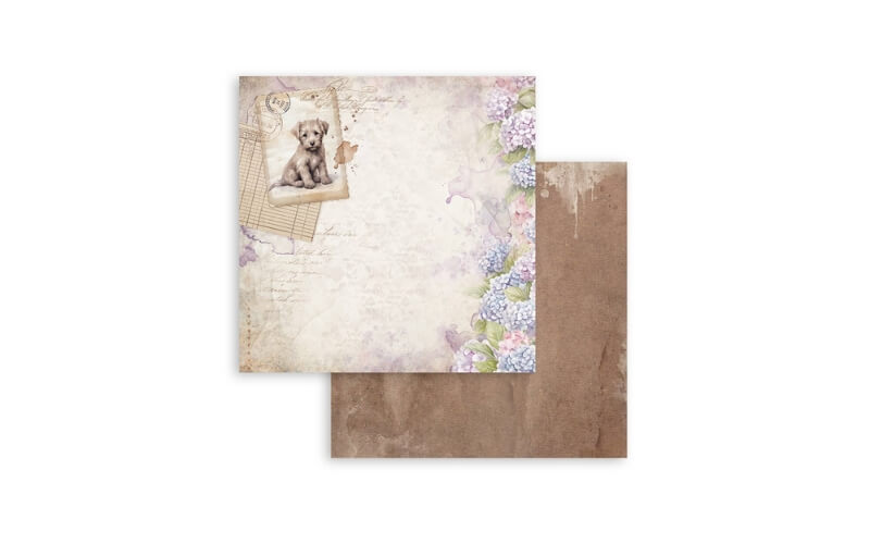 Plakboekpapier 30x30 Quiet Days Dog Postcard Stamperia