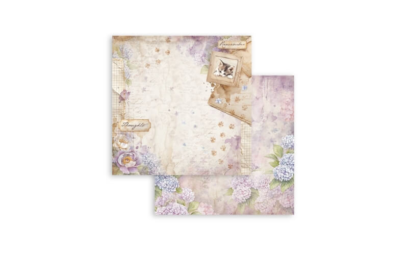 Plakboekpapier 30x30 Quiet Days Kitten Stamperia