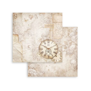 Plakboekpapier 30x30 Quiet Days Klok Stamperia