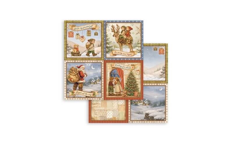 Plakboekpapier 30x30 Silent Night 4 Cards Stamperia