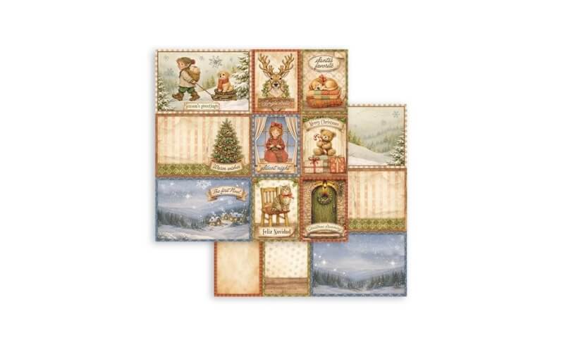 Plakboekpapier 30x30 Silent Night Mixed Cards Stamperia
