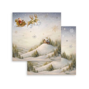 Plakboekpapier 30x30 Silent Night Sleigh Stamperia