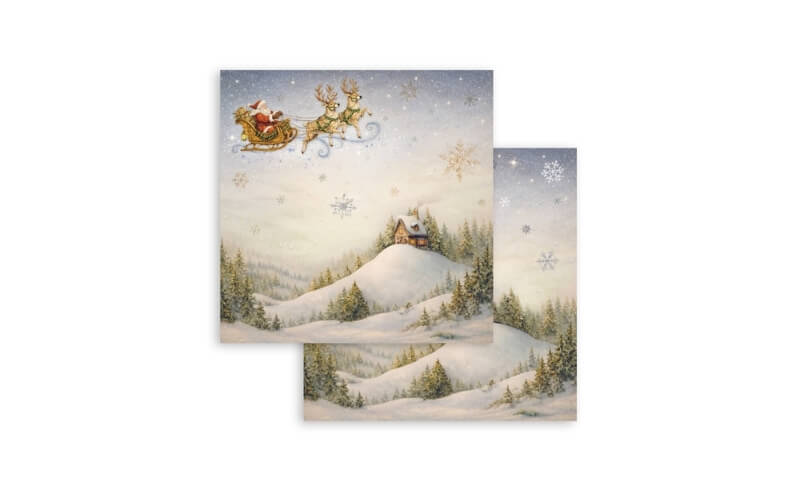 Plakboekpapier 30x30 Silent Night Sleigh Stamperia