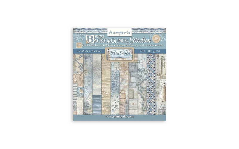 Plakboekpapier 30x30 Silent Sea Achtergronden Stamperia