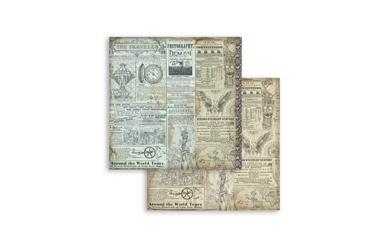 Plakboekpapier 30x30 Sir Vagebond The Traveler Stamperia