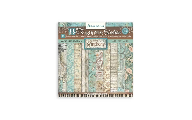 Plakboekpapier 30x30 Symphony Achtergronden Stamperia