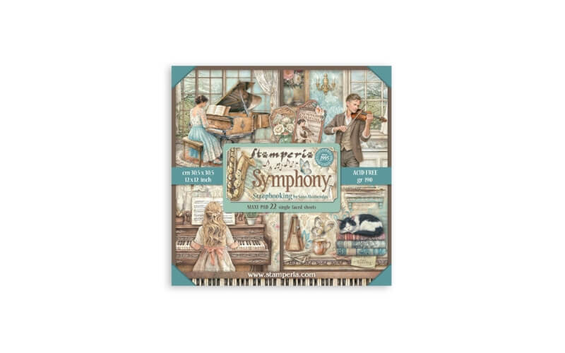 Plakboekpapier 30x30 Symphony Enkelzijdig Stamperia