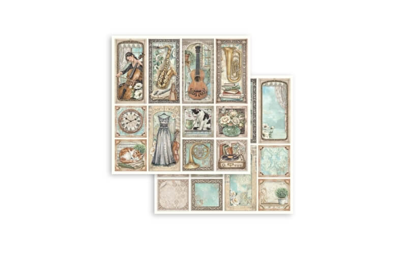 Plakboekpapier 30x30 Symphony Mixed Cards Stamperia