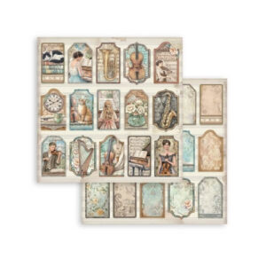 Plakboekpapier 30x30 Symphony Tags Stamperia