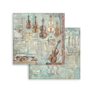 Plakboekpapier 30x30 Symphony Violin Stamperia