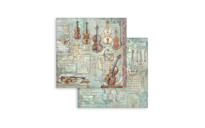 Plakboekpapier 30x30 Symphony Violin Stamperia