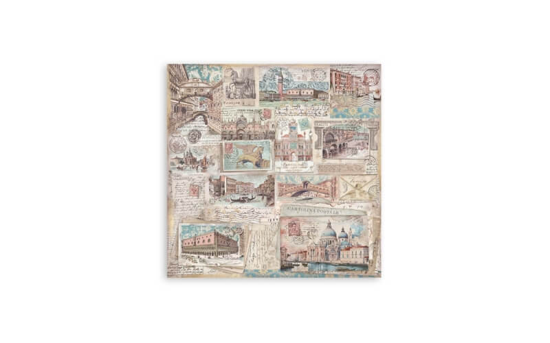 Plakboekpapier 30x30 Venetië Enkelzijdig Stamperia
