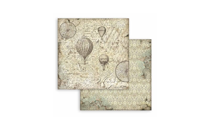 Plakboekpapier 30x30 Voyages Fantastiques Achtergronden Stamperia