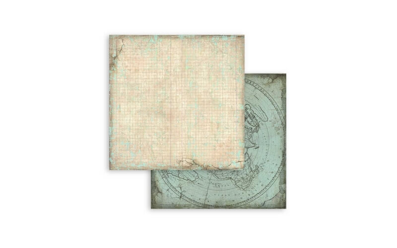 Plakboekpapier 30x30 Voyages Fantastiques Achtergronden Stamperia
