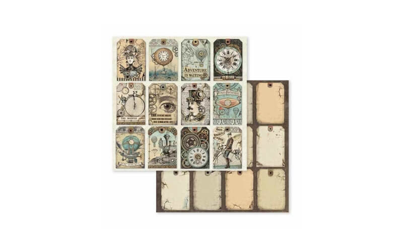 Plakboekpapier 30x30 Voyages Fantastiques Stamperia
