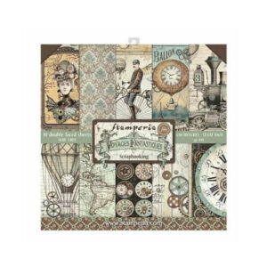 Plakboekpapier 30x30 Voyages Fantastiques Stamperia