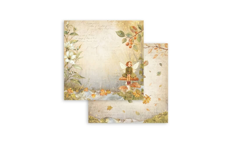 Plakboekpapier 30x30 Whispering Woods Elfje Stamperia