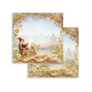 Plakboekpapier 30x30 Whispering Woods Kabouter Stamperia