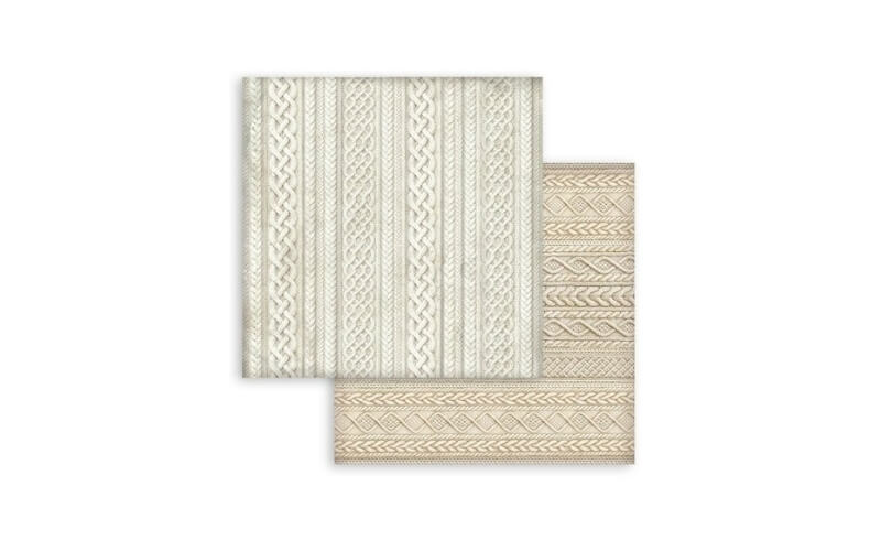 Plakboekpapier 30x30 White Christmas Knitted Patterns Stamperia