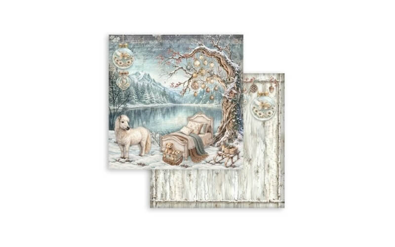 Plakboekpapier 30x30 White Christmas Stamperia
