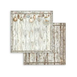 Plakboekpapier 30x30 White Christmas Wooden Pattern Stamperia
