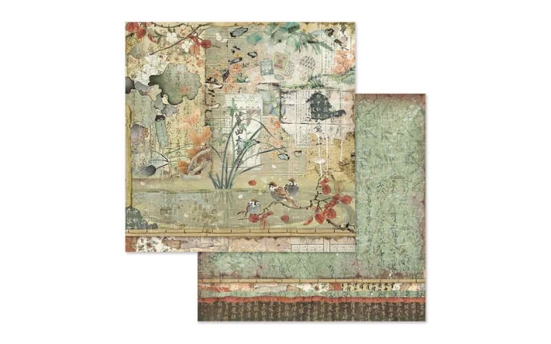 Plakboekpapier 30x30 Oriental Garden Stamperia