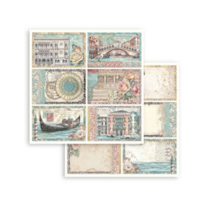 Plakboekpapier 30×30 Venetië 6 Kaarten Stamperia