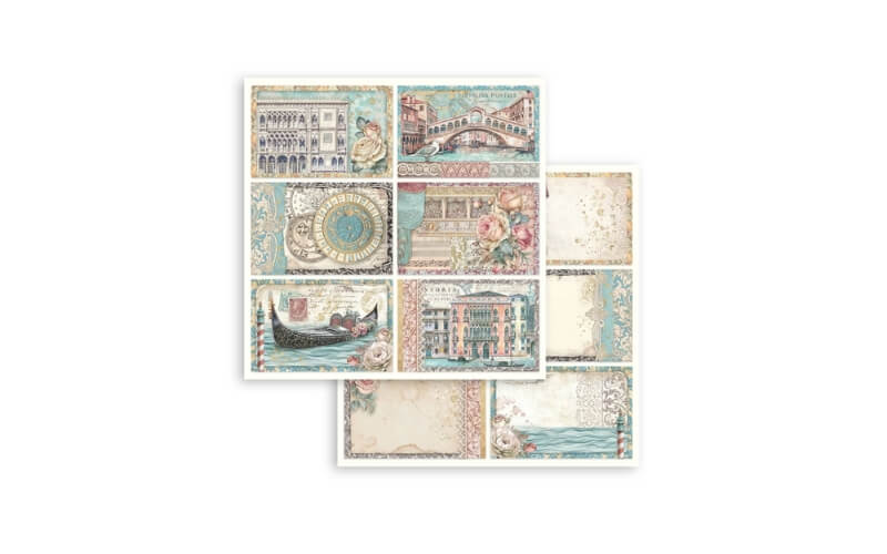 Plakboekpapier 30×30 Venetië 6 Kaarten Stamperia