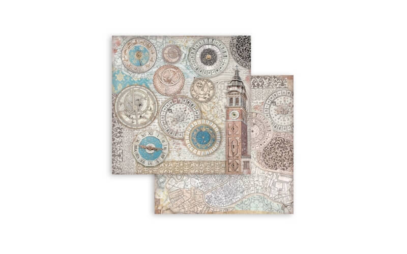 Plakboekpapier 30×30 Venetië Kerktoren Stamperia