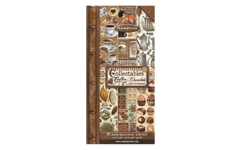 Plakboekpapier Koffie-Chocola 15x30cm Stamperia