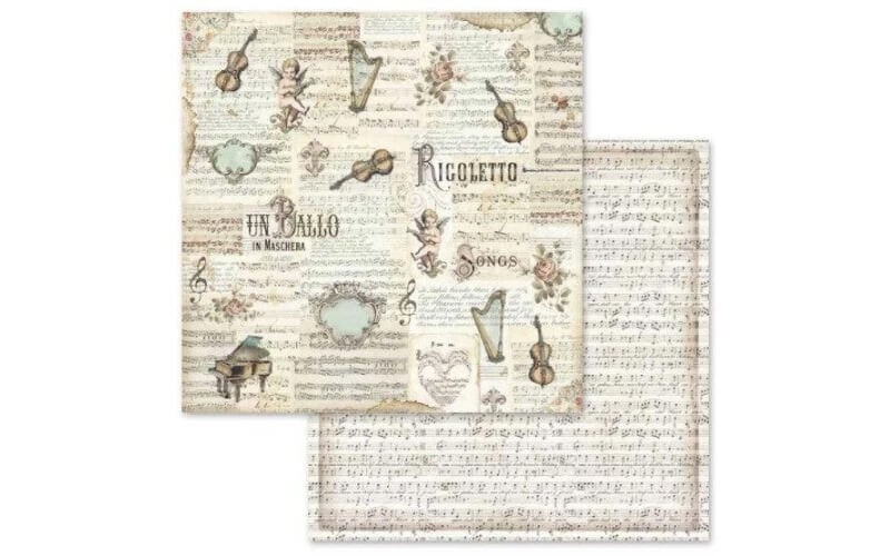 Plakboekpapier 30x30 Muziek Stamperia