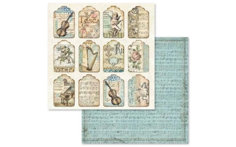 Plakboekpapier 30x30 Muziek Stamperia