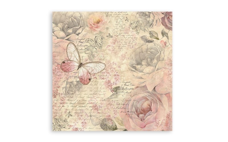 Plakboekpapier 30x30 Shabby Rozen Stamperia